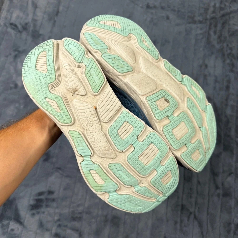 Hoka Bondi 7 Mens 12 Wide 2E Running Shoes Real Teal Blue 1110530 RTOS